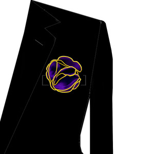 Yellow Trim on Purple 2-in-1 Pouf Round Pocket Square Yellow Trim on Purple 2-in-1 Pouf Round Pocket Square