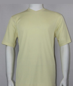 Bassiri Short Sleeve V-Neck Ribbed Jersey Knit Tee - Butter Yellow Bassiri Short Sleeve V-Neck Ribbed Jersey Knit Tee - Butter Yellow