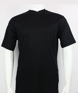 Bassiri Short Sleeve V-Neck Ribbed Jersey Knit Tee - Black Bassiri Short Sleeve V-Neck Ribbed Jersey Knit Tee - Black