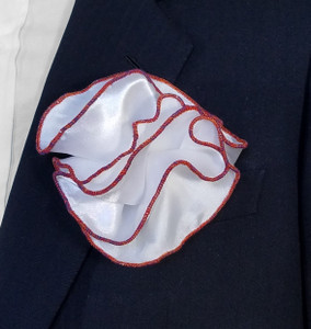 Antonio Ricci 2-in-1 Pouf Pocket Square - Orange & Purple on White Antonio Ricci 2-in-1 Pouf Pocket Square - Orange & Purple on White