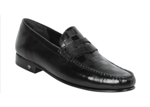 Lombardy - Genuine Teju Lizard Check Pattern Penny Loafer - Black Lombardy - Genuine Teju Lizard Check Pattern Penny Loafer - Black