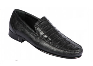 Lombardy - Genuine Caiman Crocodile & Leather Loafer - Black Lombardy - Genuine Caiman Crocodile & Leather Loafer - Black