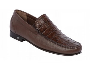 Lombardy - Genuine Caiman Crocodile & Leather Loafer - Brown Lombardy - Genuine Caiman Crocodile & Leather Loafer - Brown