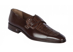 Lombardy - Genuine Caiman Belly Dress Loafer with Side Loop- Brown Lombardy - Genuine Caiman Belly Dress Loafer with Side Loop- Brown