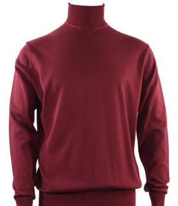Bassiri Turtle-Neck Cotton Blend Knit Long Sleeve Sweater - Burgundy  Bassiri Turtle-Neck Cotton Blend Knit Long Sleeve Sweater - Burgundy
