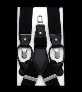 Antonia Convertible Button & Clip Stretch Braces - Suspenders - Black Antonia Convertible Button & Clip Stretch Braces - Suspenders - Black