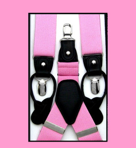 Antonia Convertible Button & Clip Stretch Braces - Suspenders - Pink Antonia Convertible Button & Clip Stretch Braces - Suspenders - Pink