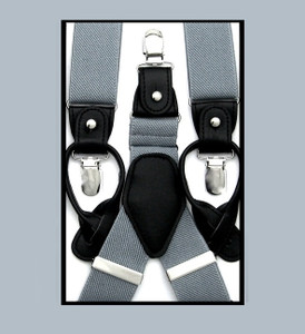 Antonia Convertible Button & Clip Stretch Braces - Suspenders - Silver Antonia Convertible Button & Clip Stretch Braces - Suspenders - Silver