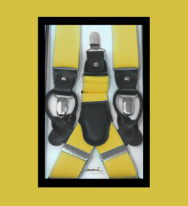 Antonia Convertible Button & Clip Stretch Braces - Suspenders - Yellow Antonia Convertible Button & Clip Stretch Braces - Suspenders - Yellow