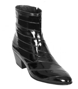 Los Altos Genuine Eel Charro Heel Ankle Boot - Black Los Altos Genuine Eel Charro Heel Ankle Boot - Black