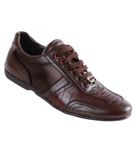Los Altos Genuine Ostrich Leg & Leather Brown Sneaker Los Altos Genuine Ostrich Leg & Leather Brown Sneaker