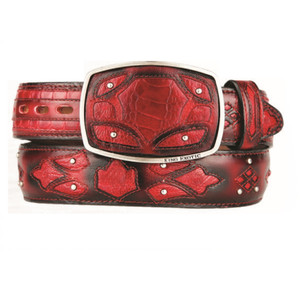 ◆KOMOREBI MUSEUM◆ Handmade cow leather harness buckle west King Exotic Genuine Ostrich Leg Cut-Out Design Western Belt