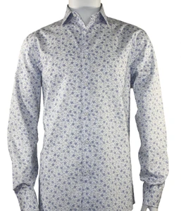 St. Cado Light Blue Petite Floral Fashion Shirt