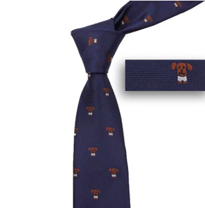 Brown Puppy Dog Theme Dark Blue  Skinny Tie Brown Puppy Dog Theme Dark Blue  Skinny Tie