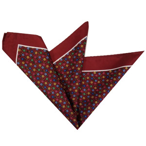 100% Silk Pocket Square - Ruby Red with Petite Flowers 12.5in 100% Silk Pocket Square - Ruby Red with Petite Flowers 12.5in