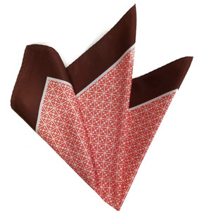 100% Silk Pocket Square - Bronze Brown & Salmon Diamond Design 12.5in 100% Silk Pocket Square - Bronze Brown & Salmon Diamond Design 12.5in