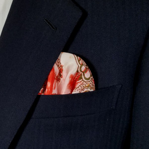 100% Silk Pre-Folded Pocket Square Insert - Pink, Melon & Olive Design 100% Silk Pre-Folded Pocket Square Insert - Pink, Melon & Olive Design