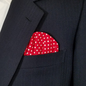 Red Polka Dots - 100% Cotton Pre-Folded Pocket Square Insert Red Polka Dots - 100% Cotton Pre-Folded Pocket Square Insert