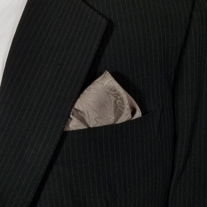 100% Silk Pre-Folded Point Design Pocket Square Insert - Taupe Paisleys 100% Silk Pre-Folded Point Design Pocket Square Insert - Taupe Paisleys