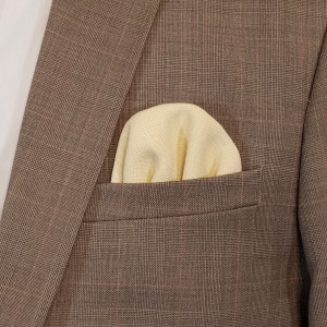 Men's Buttercream 100% Linen Pre-Folded Pocket Square Insert - Fan Design Men's Buttercream 100% Linen Pre-Folded Pocket Square Insert - Fan Design