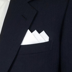 White 100% Cotton Pre-Folded Pocket Square Handkerchief Insert - 3 Point White 100% Cotton Pre-Folded Pocket Square Handkerchief Insert - 3 Point