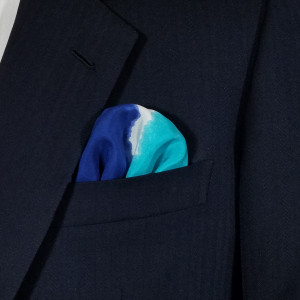 100% Silk Pre-Folded Pocket Square Insert - Teal and Royal 100% Silk Pre-Folded Pocket Square Insert - Teal and Royal