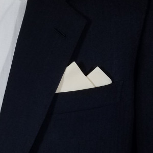 100% Ivory Cotton Pre-Folded Pocket Square Handkerchief Insert - 2 Point 100% Ivory Cotton Pre-Folded Pocket Square Handkerchief Insert - 2 Point