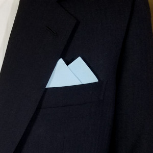 100% Light Blue Cotton Pre-Folded Pocket Square Handkerchief Insert - 2 Point 100% Light Blue Cotton Pre-Folded Pocket Square Handkerchief Insert - 2 Point