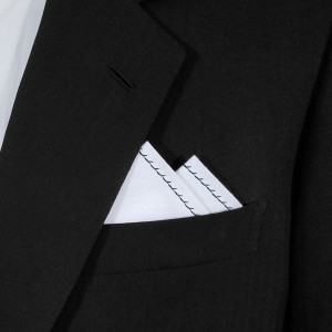 100% Cotton Pre-Folded Pocket Square Handkerchief Insert - Black on White 100% Cotton Pre-Folded Pocket Square Handkerchief Insert - Black on White
