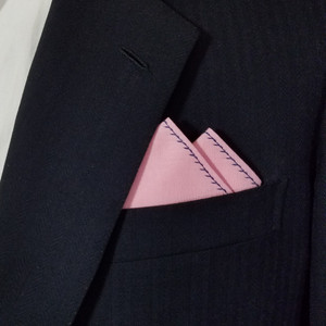 100% Cotton Pre-Folded Pocket Square Handkerchief Insert - Blue on Pink 100% Cotton Pre-Folded Pocket Square Handkerchief Insert - Blue on Pink