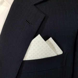 Cream Mini Cross Pattern 100% Cotton Pre-Folded Pocket Square Handkerchief Insert - 2 Point Cream Mini Cross Pattern 100% Cotton Pre-Folded Pocket Square Handkerchief Insert - 2 Point