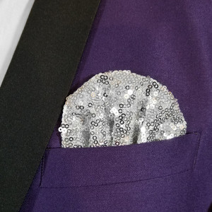Men's Sequin Pre-Folded Pocket Square Insert - Silver Men's Sequin Pre-Folded Pocket Square Insert - Silver