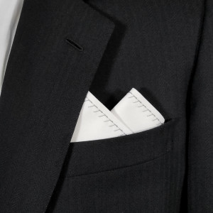 100% Cotton Pre-Folded Pocket Square Handkerchief Insert - Grey on White 100% Cotton Pre-Folded Pocket Square Handkerchief Insert - Grey on White