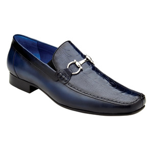 Belvedere Genuine Ostrich Leg & Calf Leather Horsebit Loafer - Blue Belvedere Genuine Ostrich Leg & Calf Leather Horsebit Loafer - Blue