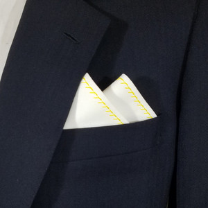 100% Cotton Pre-Folded Pocket Square Handkerchief Insert - Yellow on White 100% Cotton Pre-Folded Pocket Square Handkerchief Insert - Yellow on White