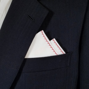 100% Cotton Pre-Folded Pocket Square Handkerchief Insert - Red on White 100% Cotton Pre-Folded Pocket Square Handkerchief Insert - Red on White