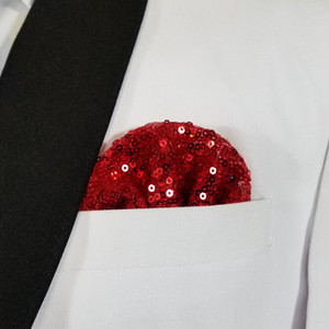 Men's Sequin Pre-Folded Pocket Square Insert - Red Men's Sequin Pre-Folded Pocket Square Insert - Red