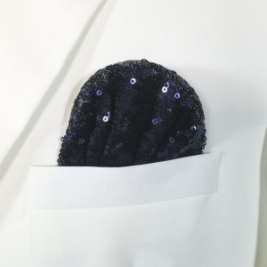 Men's Sequin Pre-Folded Pocket Square Insert - Navy Blue Men's Sequin Pre-Folded Pocket Square Insert - Navy Blue