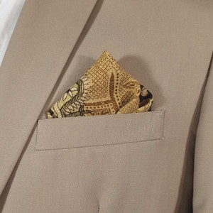Silk Blend Pre-Folded Point Design Pocket Square Insert - Gold & Brown Silk Blend Pre-Folded Point Design Pocket Square Insert - Gold & Brown