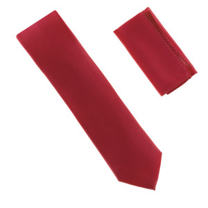 100% Silk Diagonal Weave Necktie with Pocket Square - Red 100% Silk Diagonal Weave Necktie with Pocket Square - Red