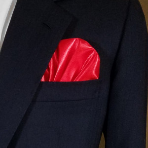Red Satin Pre-Folded Fan Style Pocket Square Insert Red Satin Pre-Folded Fan Style Pocket Square Insert
