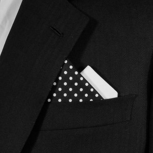 Two-Tone Black Polka Dots with White 100% Cotton Pre-Folded Pocket Square Insert Two-Tone Black Polka Dots with White 100% Cotton Pre-Folded Pocket Square Insert