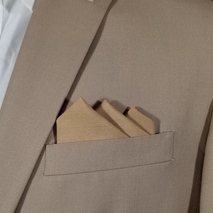 Golden Tan Silk with Cotton Pre-Folded Pocket Square Handkerchief Insert Golden Tan Silk with Cotton Pre-Folded Pocket Square Handkerchief Insert