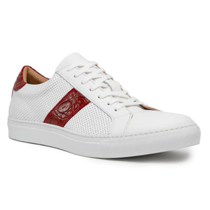 Zelli 100% Genuine Crocodile & Calfskin Sneaker - Red on White Zelli 100% Genuine Crocodile & Calfskin Sneaker - Red on White