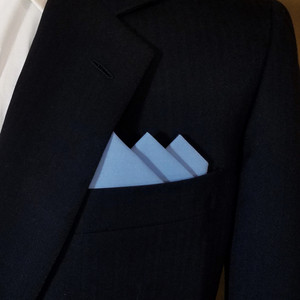 Blue 100% Cotton Pre-Folded Pocket Square Handkerchief Insert - 3 PT