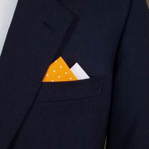 Two-Tone White Dots on Orange 100% Cotton Pre-Folded Pocket Square Insert Two-Tone White Dots on Orange 100% Cotton Pre-Folded Pocket Square Insert