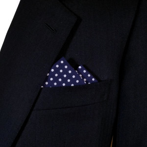 100% Cotton Pre-Folded Pocket Square Handkerchief Insert - Navy Polka Dot 100% Cotton Pre-Folded Pocket Square Handkerchief Insert - Navy Polka Dot