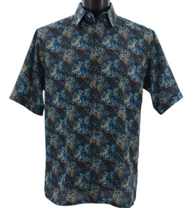 Bassiri Short Sleeve Camp Shirt -  Abstract Floral in Blue Bassiri Short Sleeve Camp Shirt -  Abstract Floral in Blue