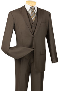 Clearance: Vinci 2-Button Classic Suit with Vest - Brown Clearance: Vinci 2-Button Classic Suit with Vest - Brown