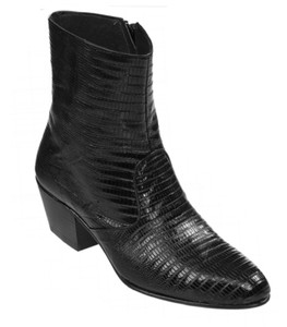 Clearance: Los Altos Genuine Teju Lizard Charro Heel Ankle Boot - Black Clearance: Los Altos Genuine Teju Lizard Charro Heel Ankle Boot - Black